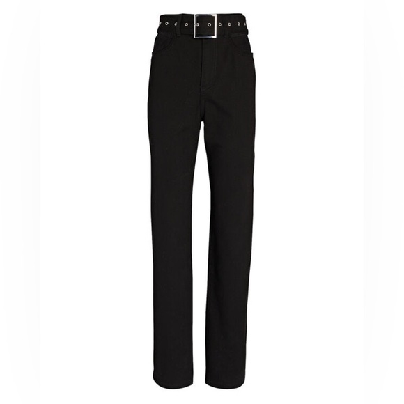 WEWOREWHAT Cut-Out Belted Straight-Leg Jeans in Black. NWT! - Picture 1 of 7